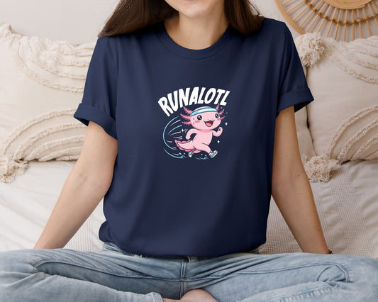 Runalotl Cute Axolotl Running Tee Graphic T-Shirt