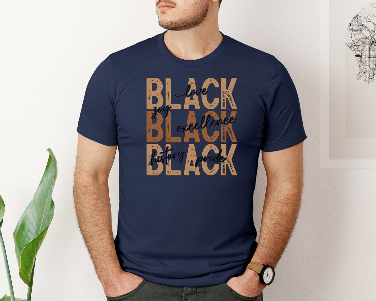 brand:Bella Canvas|color:Navy|Black History Love Joy History Graphic T-Shirt