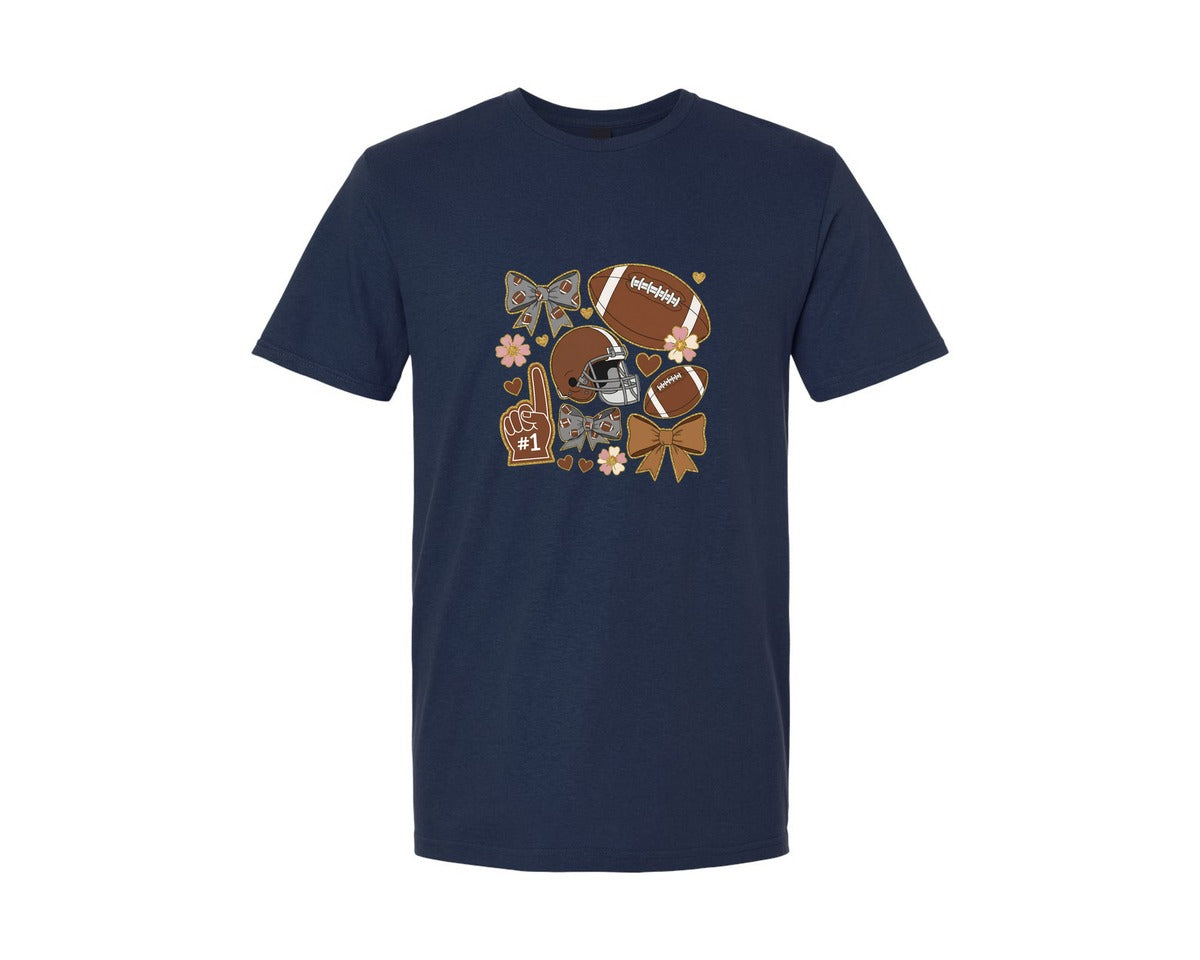 brand:Generic|color:Navy|Football Mama Game Day Graphic T-Shirt