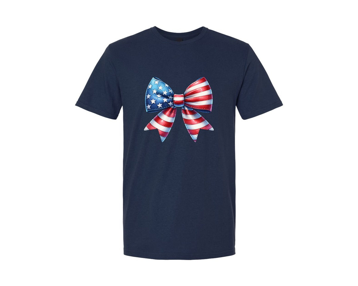 brand:Generic|color:Navy|Coquette Usa American Bow Graphic T-Shirt