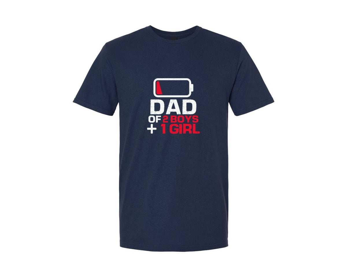 brand:Generic|color:Navy|Dad Of 2 Boys 1 Girl Fathers Day Shirt Graphic T-Shirt