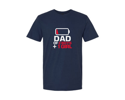brand:Generic|color:Navy|Dad Of 2 Boys 1 Girl Fathers Day Shirt Graphic T-Shirt