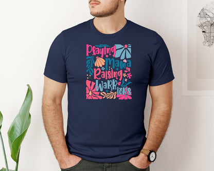 brand:Bella Canvas|color:Navy|Praying Mama Raising Warriors 9 Graphic T-Shirt