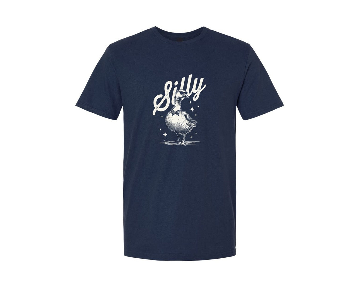 brand:Generic|color:Navy|Silly Goose And Bow Tie Shirt Graphic T-Shirt