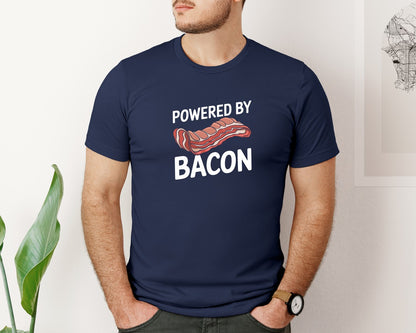 brand:Bella Canvas|color:Navy|Powered By Bacon T Shirt Design 2 Graphic T-Shirt