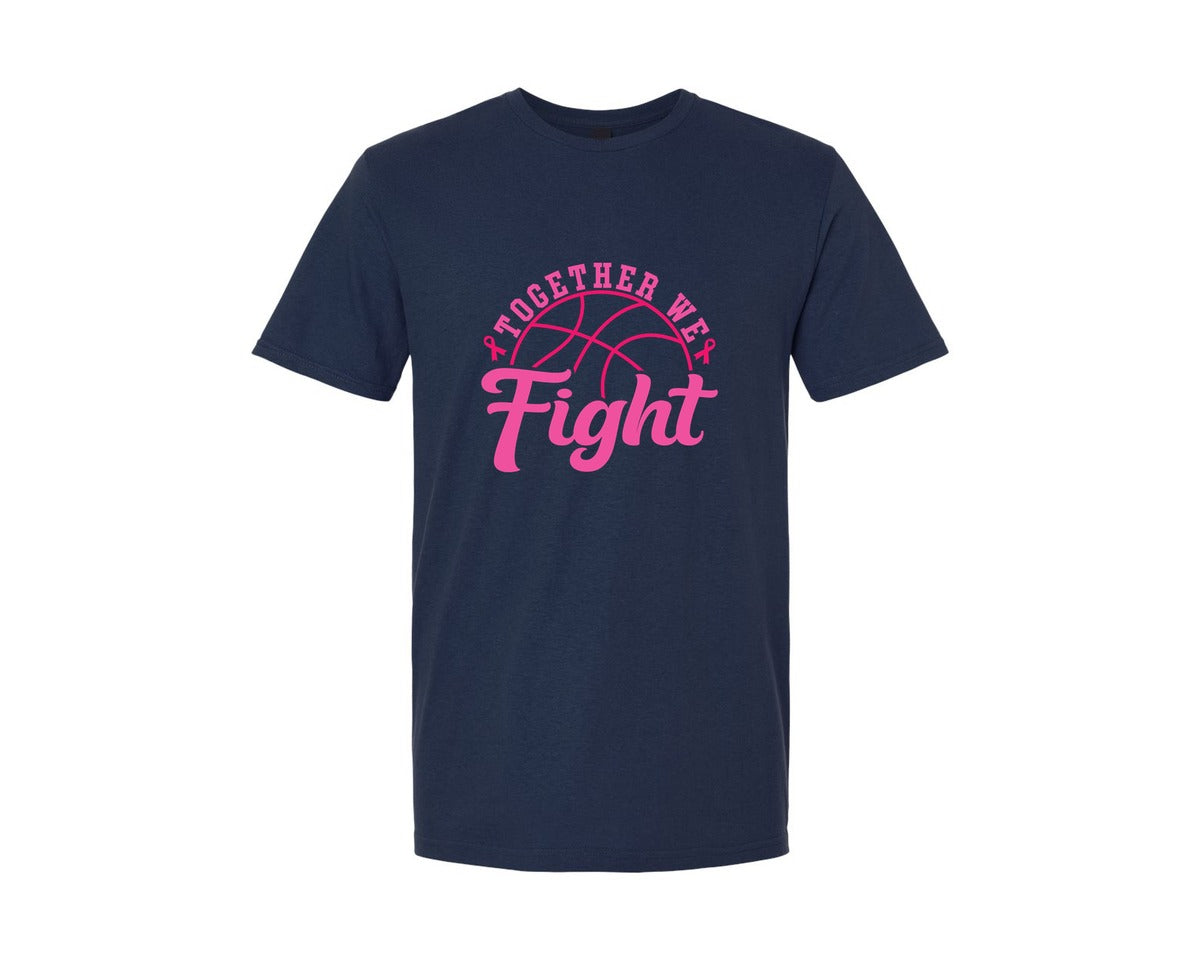 brand:Generic|color:Navy|Together We Fight Basketball Pink Cancer Graphic T-Shirt