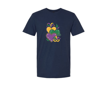 brand:Generic|color:Navy|Mardi Gras Hearts Graphic T-Shirt