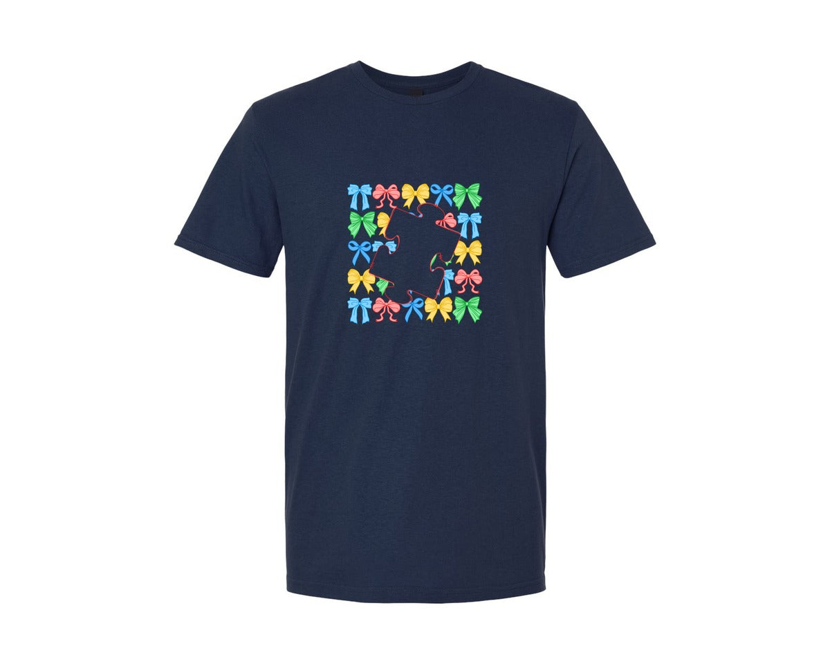 brand:Generic|color:Navy|Autism Coquette Preppy Autism Graphic T-Shirt