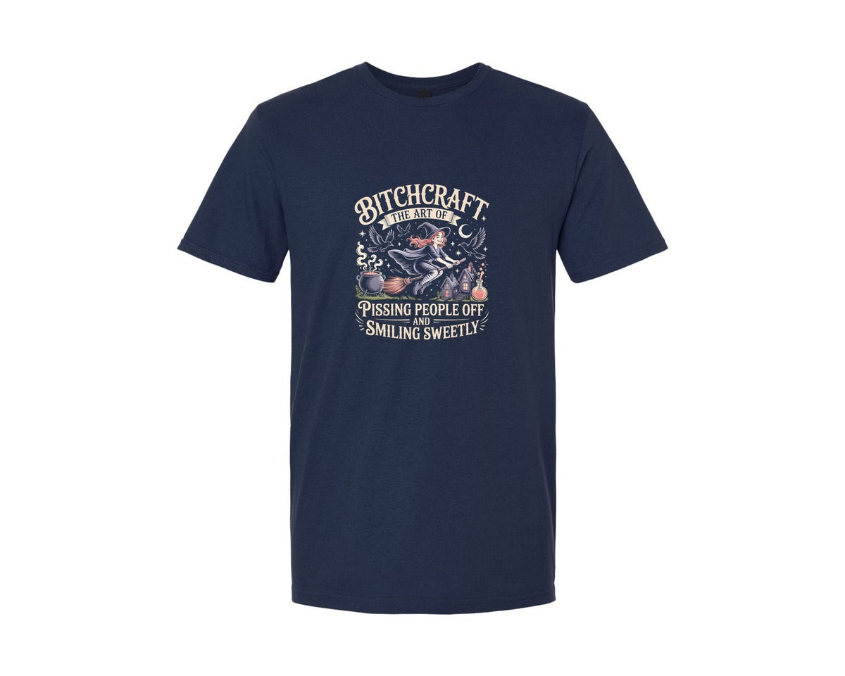 brand:Generic|color:Navy|Bitchcraft Funny Sarcastic Halloween Graphic T-Shirt