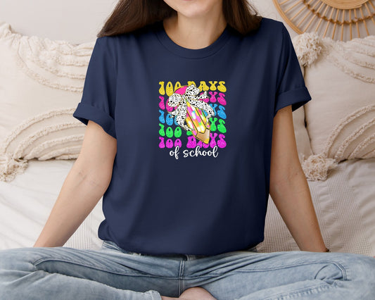 Glitter 100 Days Of School Coquette 2 Graphic T-Shirt