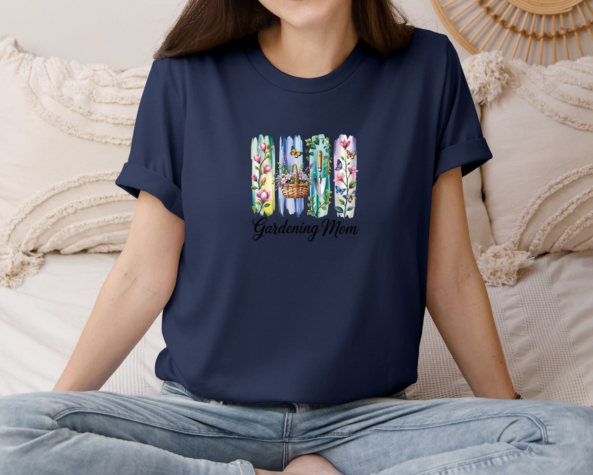 brand:Bella Canvas|color:Navy|Brushstroke Gardening Mom T Shirt Graphic T-Shirt