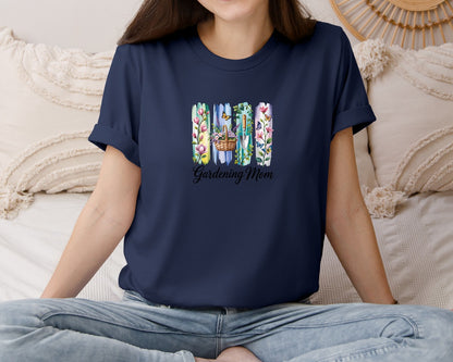 brand:Bella Canvas|color:Navy|Brushstroke Gardening Mom T Shirt Graphic T-Shirt