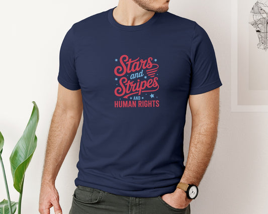 Stars Stripes Human Rights Art Graphic T-Shirt