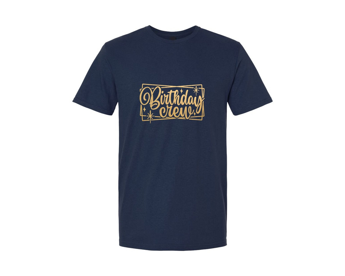 brand:Generic|color:Navy|Birthday Crew Birthday Gold Sub Graphic T-Shirt