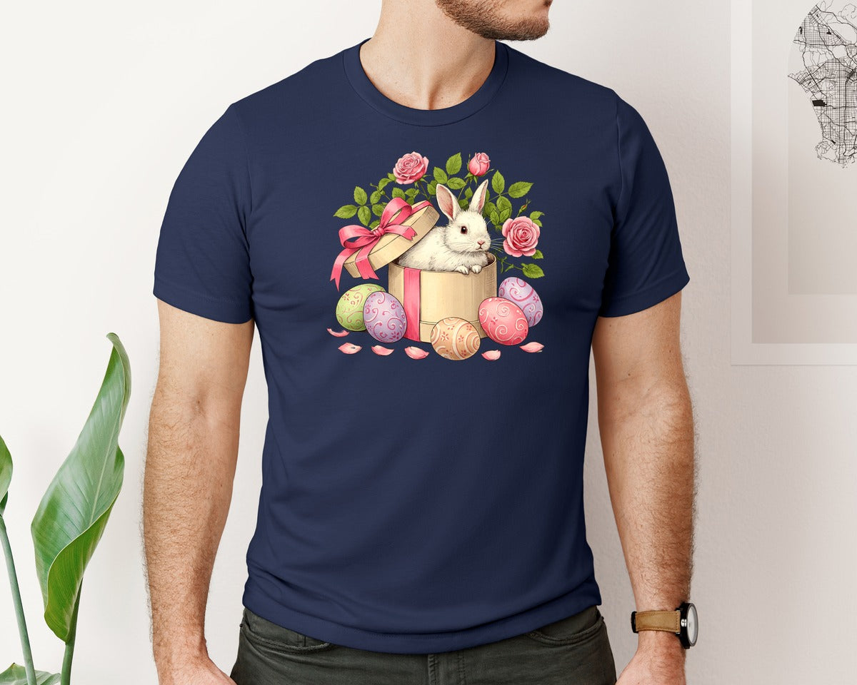 brand:Bella Canvas|color:Navy|Easter Bunny Bunny 2 Graphic T-Shirt