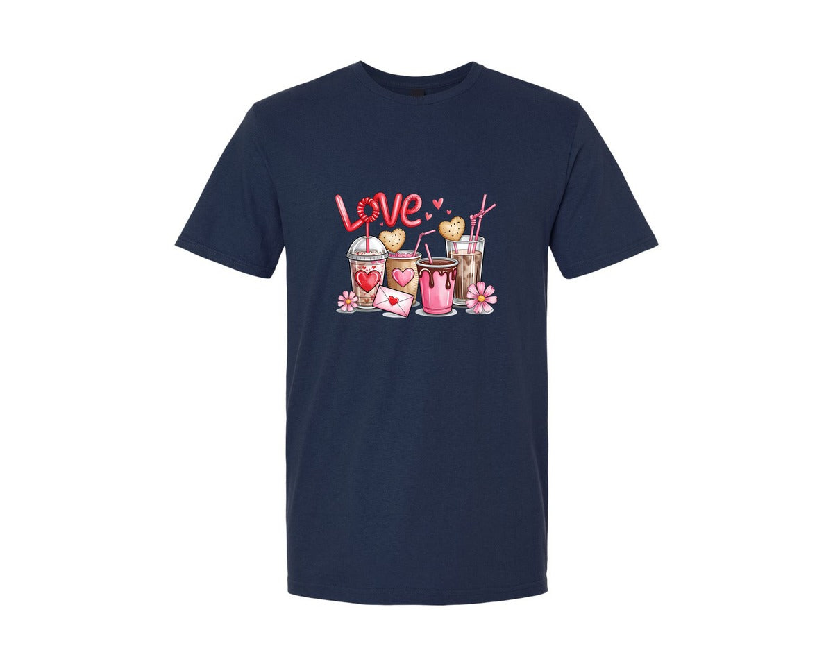 brand:Generic|color:Navy|Valentines Day Coffee Cups Pnglove Xoxo Graphic T-Shirt