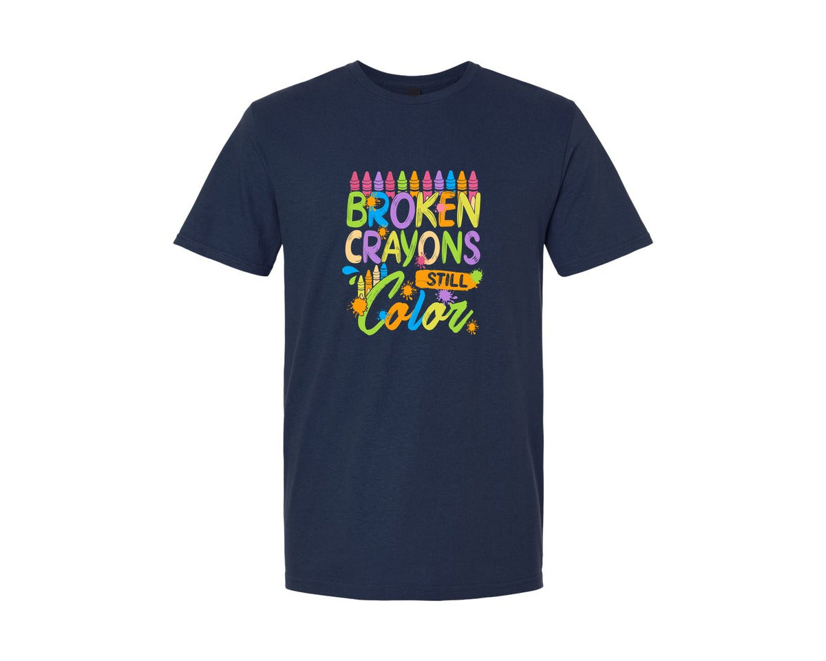 brand:Generic|color:Navy|Broken Crayons Still Color Svgclassroom Graphic T-Shirt