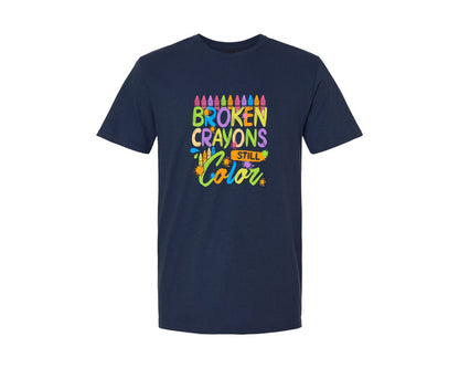 brand:Generic|color:Navy|Broken Crayons Still Color Svgclassroom Graphic T-Shirt