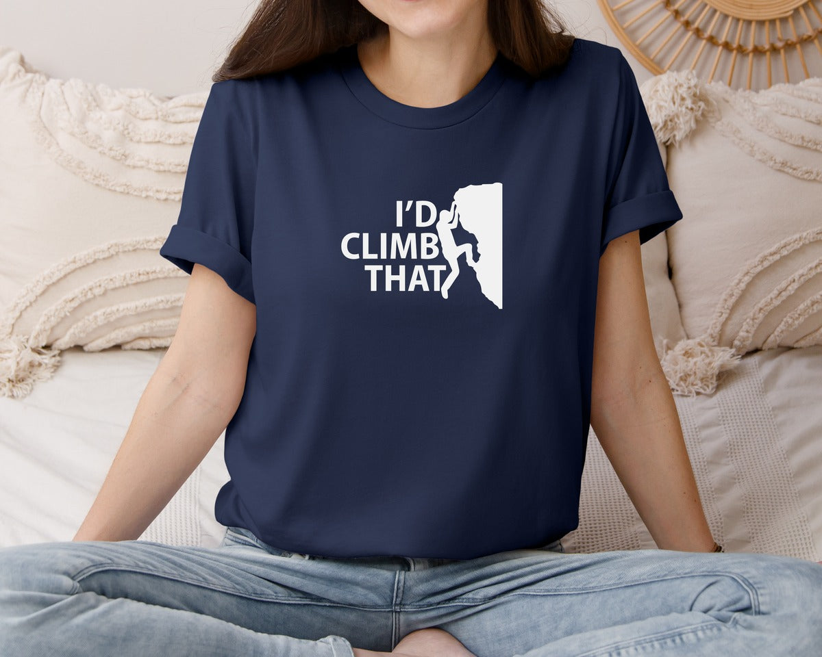 brand:Bella Canvas|color:Navy|Funny Rock Climbing Art For Men Women Al Graphic T-Shirt