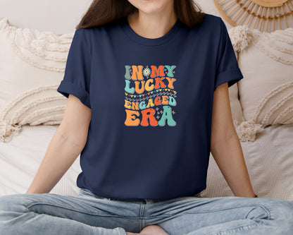 brand:Bella Canvas|color:Navy|In My Lucky Engaged Era 2 Graphic T-Shirt