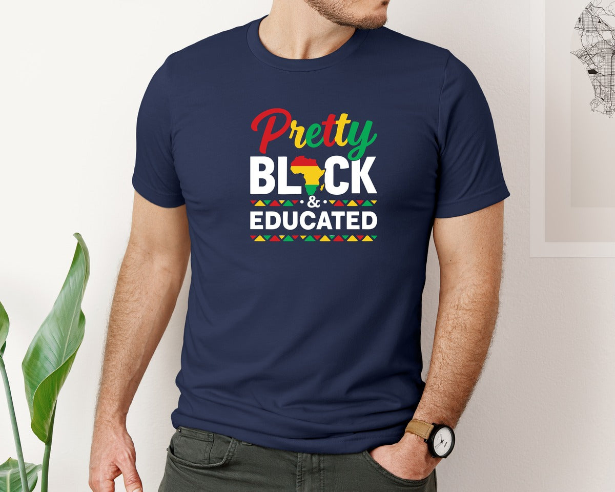 brand:Bella Canvas|color:Navy|Pretty Black History Month T Shirt Graphic T-Shirt