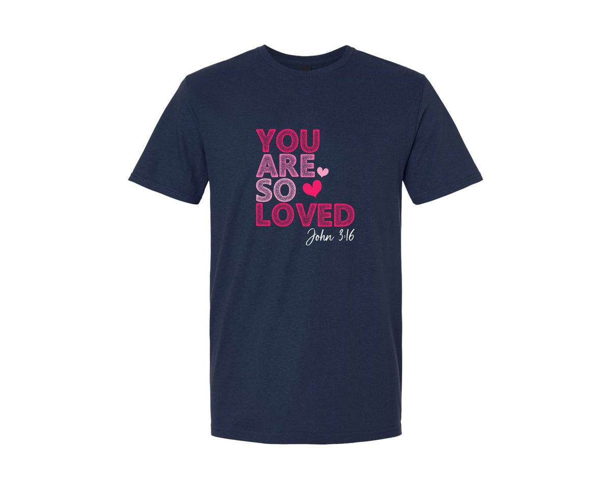 brand:Generic|color:Navy|You Are So Loved Christian Valentine Fai Graphic T-Shirt