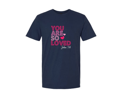 brand:Generic|color:Navy|You Are So Loved Christian Valentine Fai Graphic T-Shirt