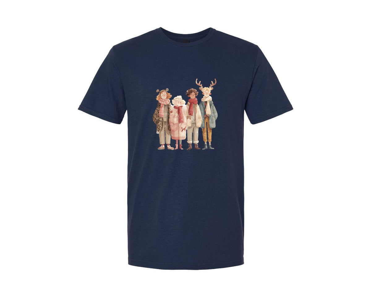 brand:Generic|color:Navy|Whimsical Winter Christmas Girl 16 Graphic T-Shirt