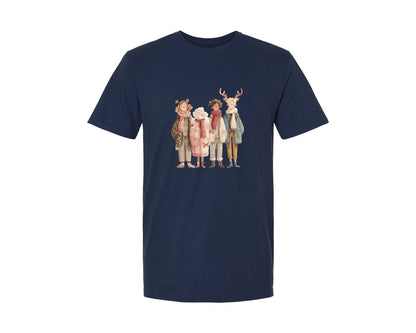 brand:Generic|color:Navy|Whimsical Winter Christmas Girl 16 Graphic T-Shirt