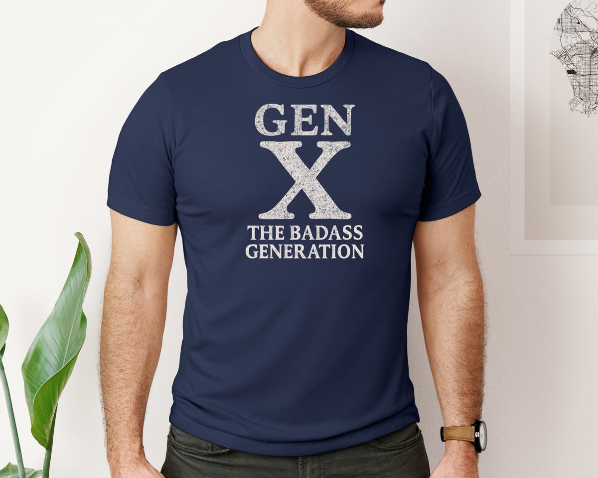 brand:Bella Canvas|color:Navy|Gen X The Badass Generation Sassy Vibes Graphic T-Shirt