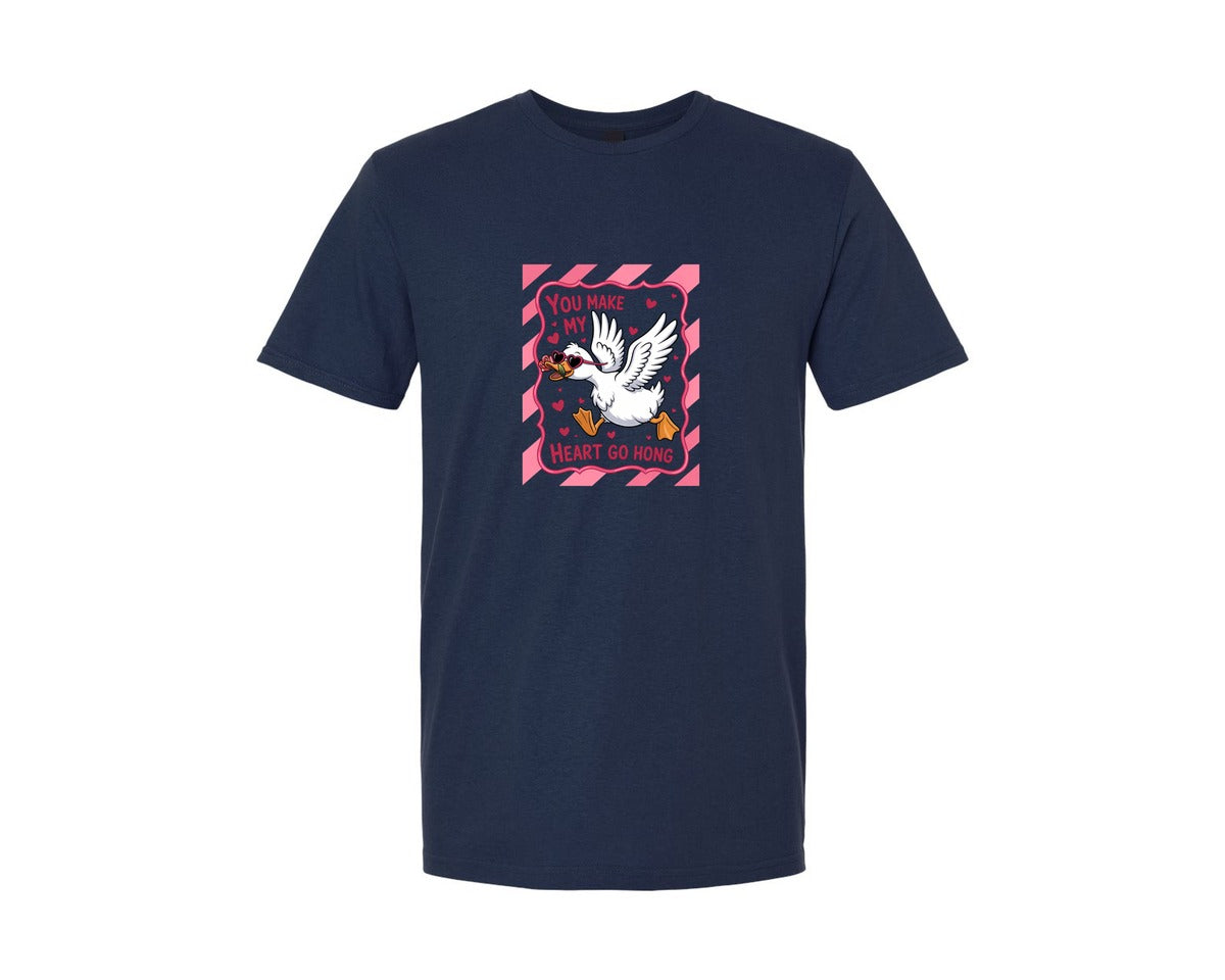 brand:Generic|color:Navy|Funny Valentine Goose Valentine Graphic T-Shirt
