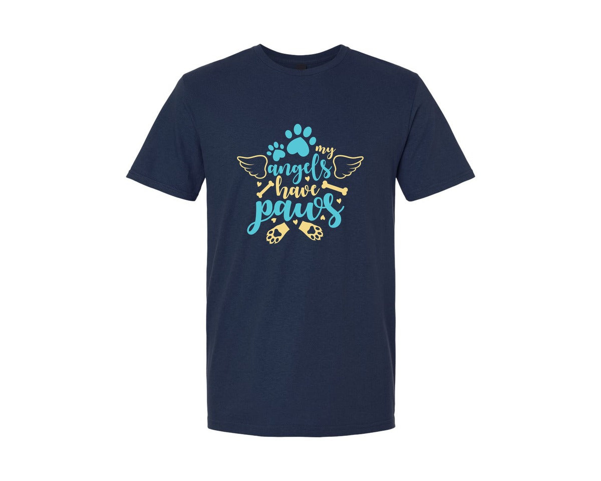 brand:Generic|color:Navy|My Angels Have Paws Cut File Design 2 Graphic T-Shirt