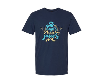 brand:Generic|color:Navy|My Angels Have Paws Cut File Design 2 Graphic T-Shirt