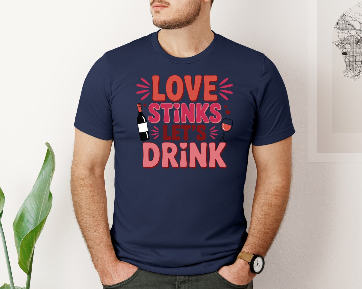 brand:Bella Canvas|color:Navy|Anti Valentine S Day Graphic T-Shirt