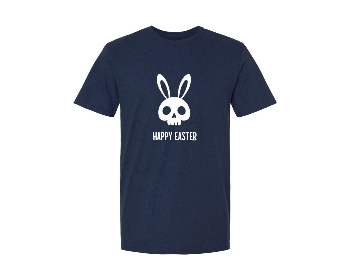 brand:Generic|color:Navy|Gothic Creepy Easter Bunny Skull Irony Graphic T-Shirt