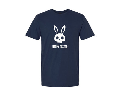brand:Generic|color:Navy|Gothic Creepy Easter Bunny Skull Irony Graphic T-Shirt