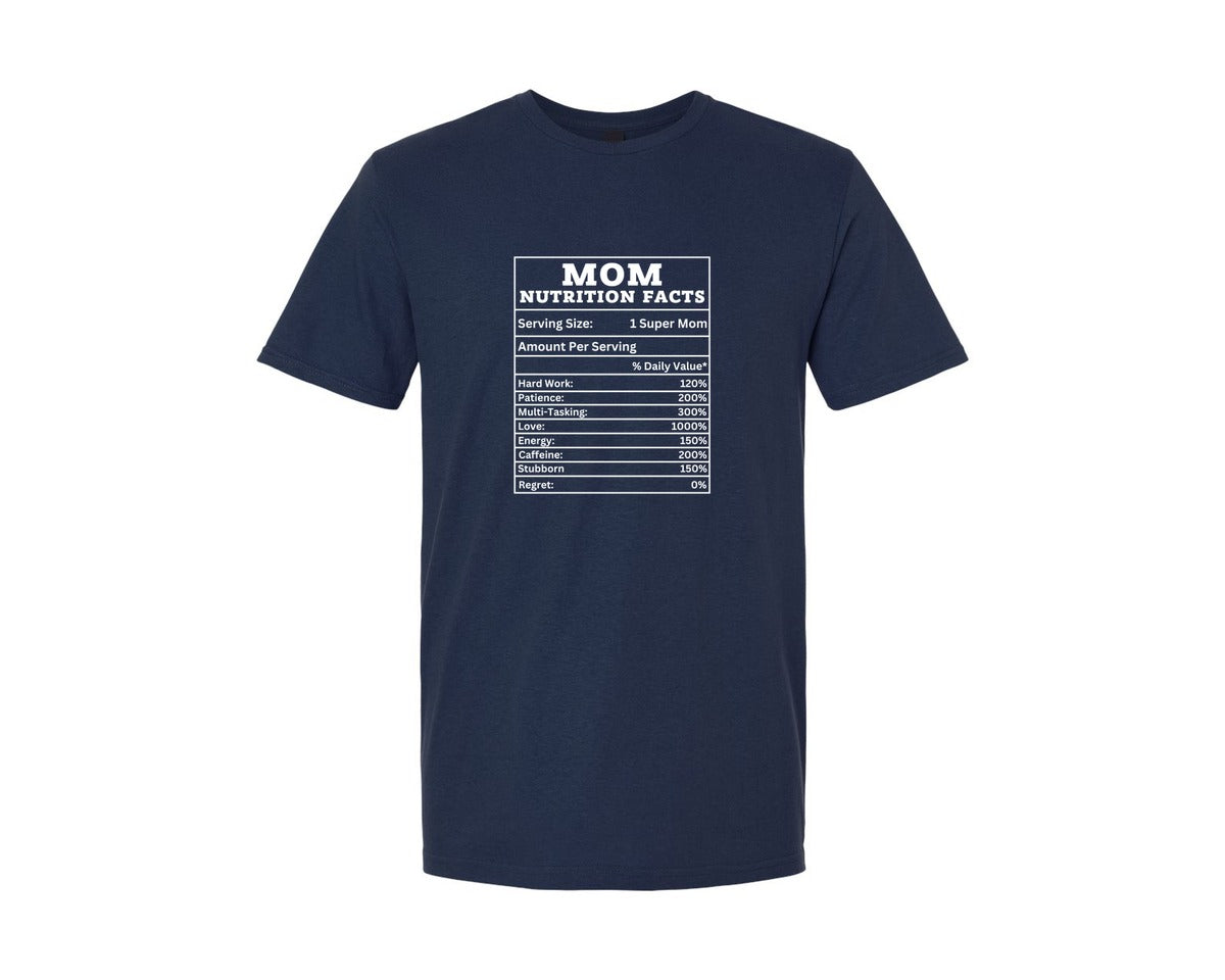 brand:Generic|color:Navy|Sarcastic Funny Mom Nutrition Facts Graphic T-Shirt