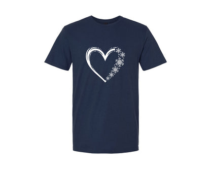 brand:Generic|color:Navy|Snowflake Heart Christmas Love Graphic T-Shirt