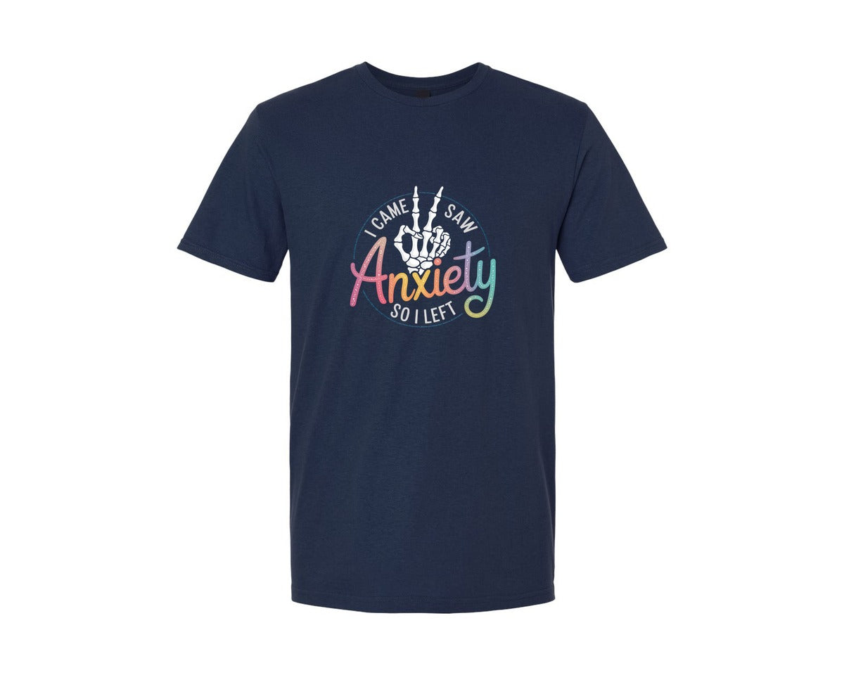 brand:Generic|color:Navy|I Came I Saw Anxiety Gothic 3 Graphic T-Shirt