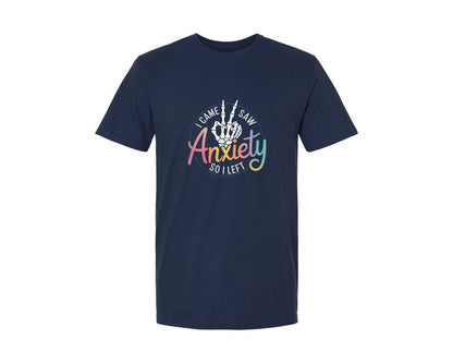brand:Generic|color:Navy|I Came I Saw Anxiety Gothic 3 Graphic T-Shirt