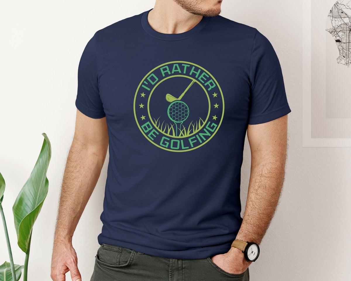 brand:Bella Canvas|color:Navy|Id Rather Be Golfing Quote Design 14 Graphic T-Shirt