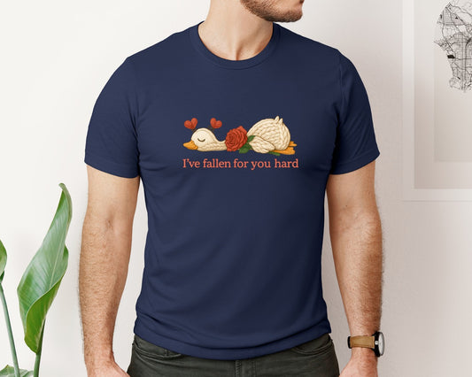 Faux Crochet Valentine Goose Graphic T-Shirt