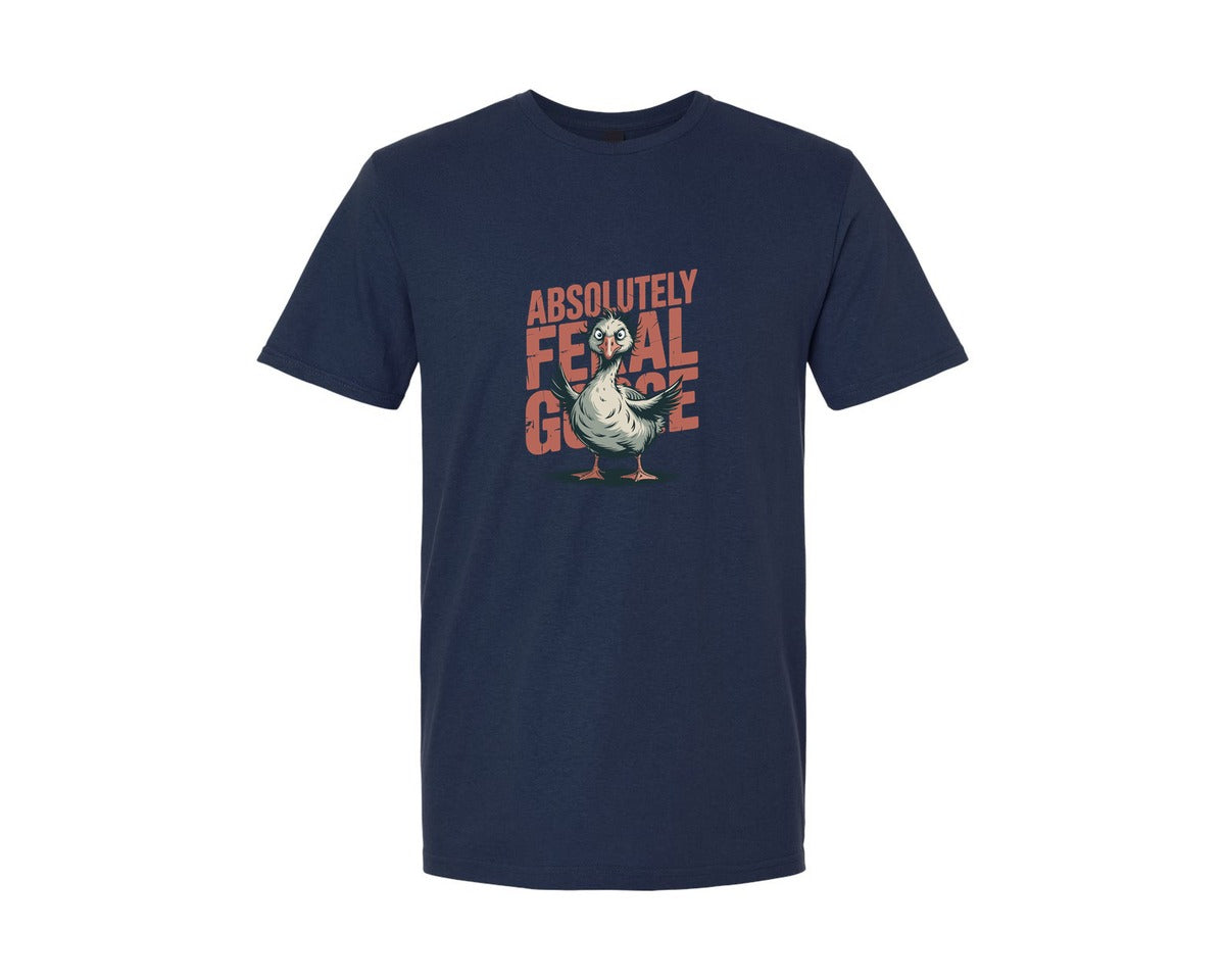 brand:Generic|color:Navy|Absolutely Feral Goose Funny Animal Graphic T-Shirt