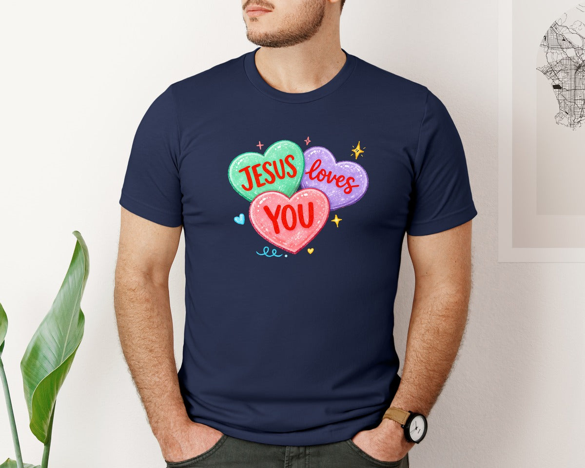 brand:Bella Canvas|color:Navy|Jesus Loves You Pngbible Verse Graphic T-Shirt
