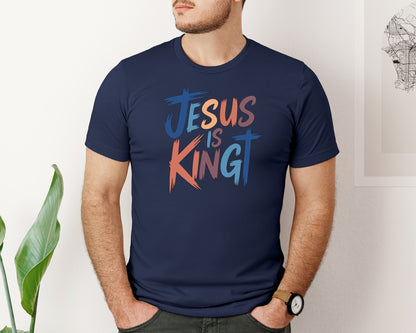 brand:Bella Canvas|color:Navy|Jesus Is King Christian Faith Graphic T-Shirt