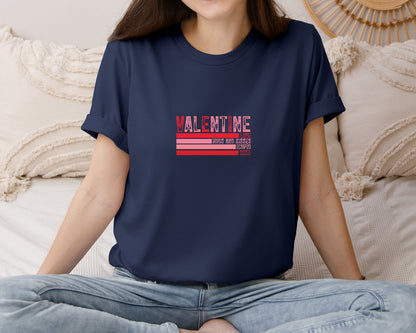 brand:Bella Canvas|color:Navy|Valentine Love Hugs Kisses Graphic T-Shirt