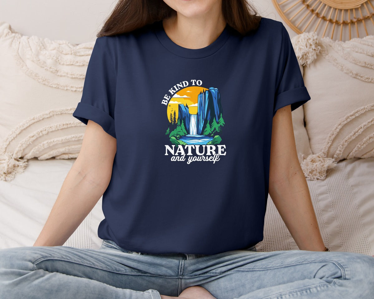 brand:Bella Canvas|color:Navy|Be Kind To Nature And Yourself Graphic T-Shirt