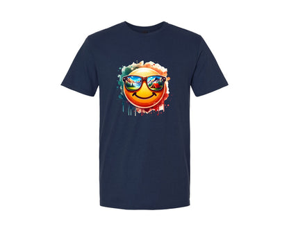 brand:Generic|color:Navy|Smiley Face Adventure Camping Hiking Graphic T-Shirt