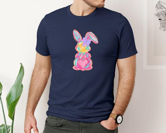 Brushstroke Bunny Pink Easter Graphic T-Shirt