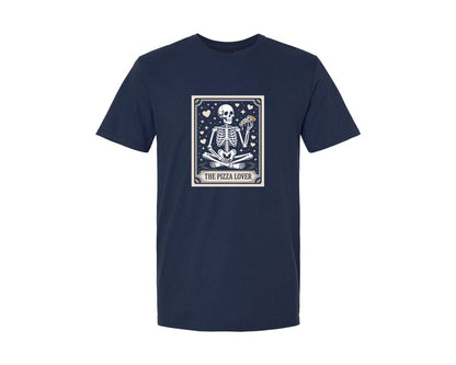brand:Generic|color:Navy|Skeleton Pizza Lover Valentine Graphic T-Shirt